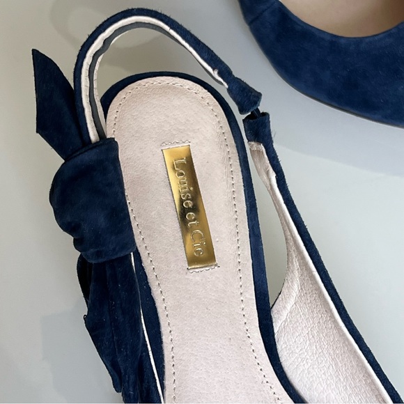 Louise et Cie Navy Suede Slingback Size 8.5 - Picture 6 of 13